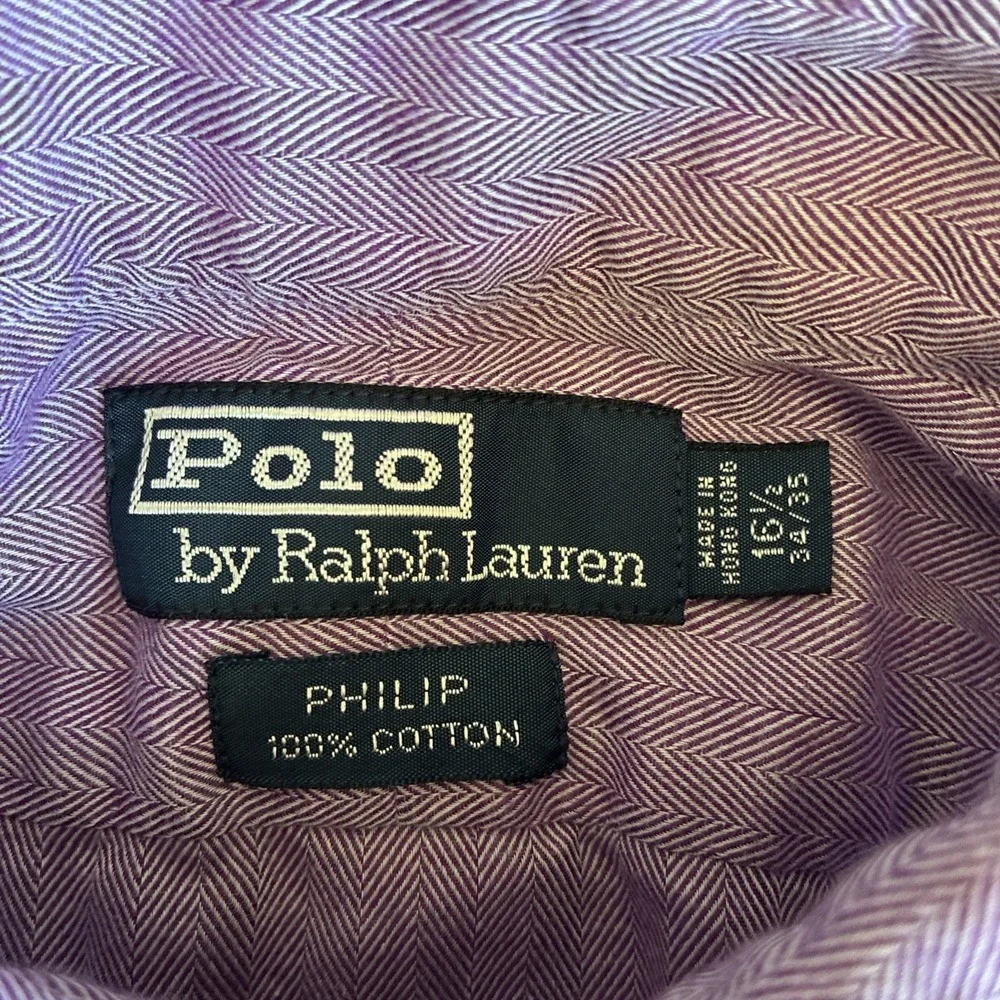VTG Polo Ralph Lauren Philip Long Sleeve Button Up Men's L 16.5 34/35‎ Purple
